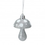 Set de 4 suspensions champignon de noel argent