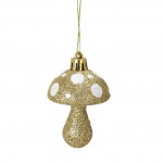 Set de 4 suspensions champignon de noel or