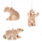 Set de Deux Ours  Suspendre Modles Assortis Effet Velours Marron 4 x 11 cm