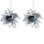 Set de 2 pompons de noel argent