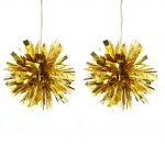 Set de 2 pompons de noel dore