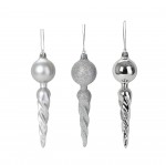 Set de 3 suspensions torsad�es de no�l 13 cm argent