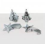 Lot de 4 Boules de Nol 2 Sapins et 2 toiles Brillant et Mat