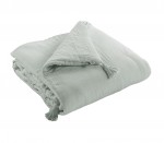 Bout de lit gaze de coton 150 x 150 cm Gaia eucalyptus