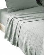 Drap plat double gaze de coton Gaia 240 x 300 cm Eucalyptus