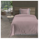 Housse de couette + taie microfibre lavee 140 x 200 cm intemporel rose