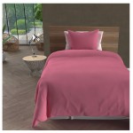 Housse de couette + taie microfibre lavee 140 x 200 cm intemporel framboise