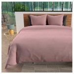 Housse de couette + 2 taies 240 x 260 cm microfibre lavee Intemporel rose