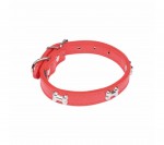 Collier chien os rouge