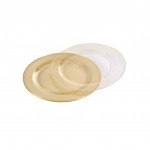 Set de 6 Assiettes Rutilisables 18 cm Plastique Transparent Paillet Or