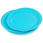 Set de 20 assiettes carton 23 cm Unies bleu