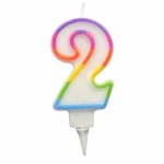 Bougie d anniversaire chiffre 2 Multicolore 7.8 cm