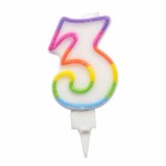 Bougie d anniversaire chiffre 3 Multicolore 7.8 cm