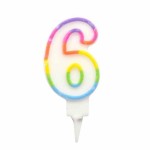 Bougie d anniversaire chiffre 6 Multicolore 7.8 cm
