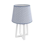 Lampe pied bois wave bleu