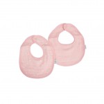 Lot de deux bavoirs bebe en gaze de coton 22 x 27 cm rose