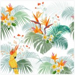 Lot de 20 serviettes en papier 33 x 33 cm Oiseau tropical