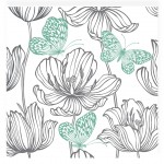 Lot de 20 serviettes en papier 33 x 33 cm Fleurs et papillons