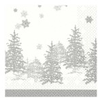 Lot de 20 serviettes en papier sapin argent