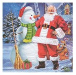 20 serviettes en papier bonhomme de neige et pere noel