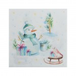 Lot de 20 serviettes en papier Bonhomme de neige et oiseau