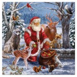 Lot de 20 serviettes en papier 33 x 33 cm Pere Noel et ses animaux