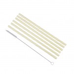 6 pailles + brosse a rayure jaune