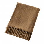 Plaid a franges en coton 180 x 220 cm Sixtine camel