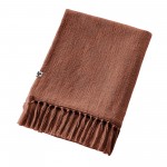 Plaid a franges en coton 180 x 220 cm Sixtine terracotta