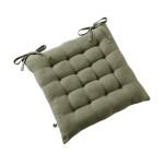 Assise matelasse 16 Points GAIA 40 x 40 cm  Gaze de Coton Unie kaki