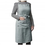 Tablier ajustable en lin lav SOLINE 70 x 85 cm Azur