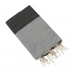 Fouta a franges coton tisse 100 x 200 cm Marine ebene
