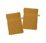 Lot de 2 gants de toilette 15 x 21 cm Laguna curry