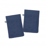 Lot de 2 gants de toilette 15 x 21 cm Lylia bleu marine