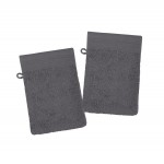 Lot de 2 gants de toilette 15 x 21 cm Lylia anthracite