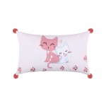 Coussin pompons 30 x 50 cm Zoeline le chat rose