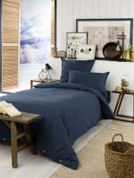 Housse de couette flanelle 140 x 200 cm Candice Bleu nuit