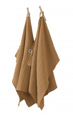 Lot de 2 essuie-mains Gaze de coton 50 x 70 cm camel