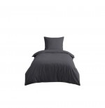 Housse de couette en coton 140 x 200 cm uni Edenne ardoise
