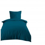 Housse de couette en coton 140 x 200 cm uni Edenne p�trole