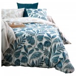 Housse de couette en percale de coton motif vegetal 220 x 240 cm