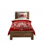 Parure de lit 140 x 200 cm Chalet de Valloire rouge