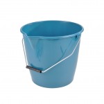 Seau plastique 12L avec bec et anse metal bleu paon