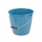 Seau plastique 12L avec bec et anse metal bleu paon