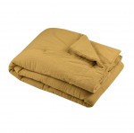 Plaid ou Edredon en gaze de coton 125 x 150 cm Pop color moutarde