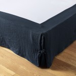 Cache sommier gaze de coton Gaia 90x190cm Bleu marine