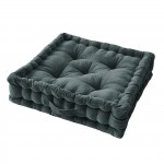 Coussin de sol 50 x 50 x 10 cm velours Cesar ardoise