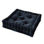Coussin de sol 50 x 50 x 10 cm velours Cesar bleu marine