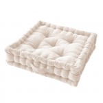 Coussin de sol 50 x 50 x 10 cm velours Cesar beige