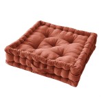 Coussin de sol 50 x 50 x 10 cm velours Cesar terracotta